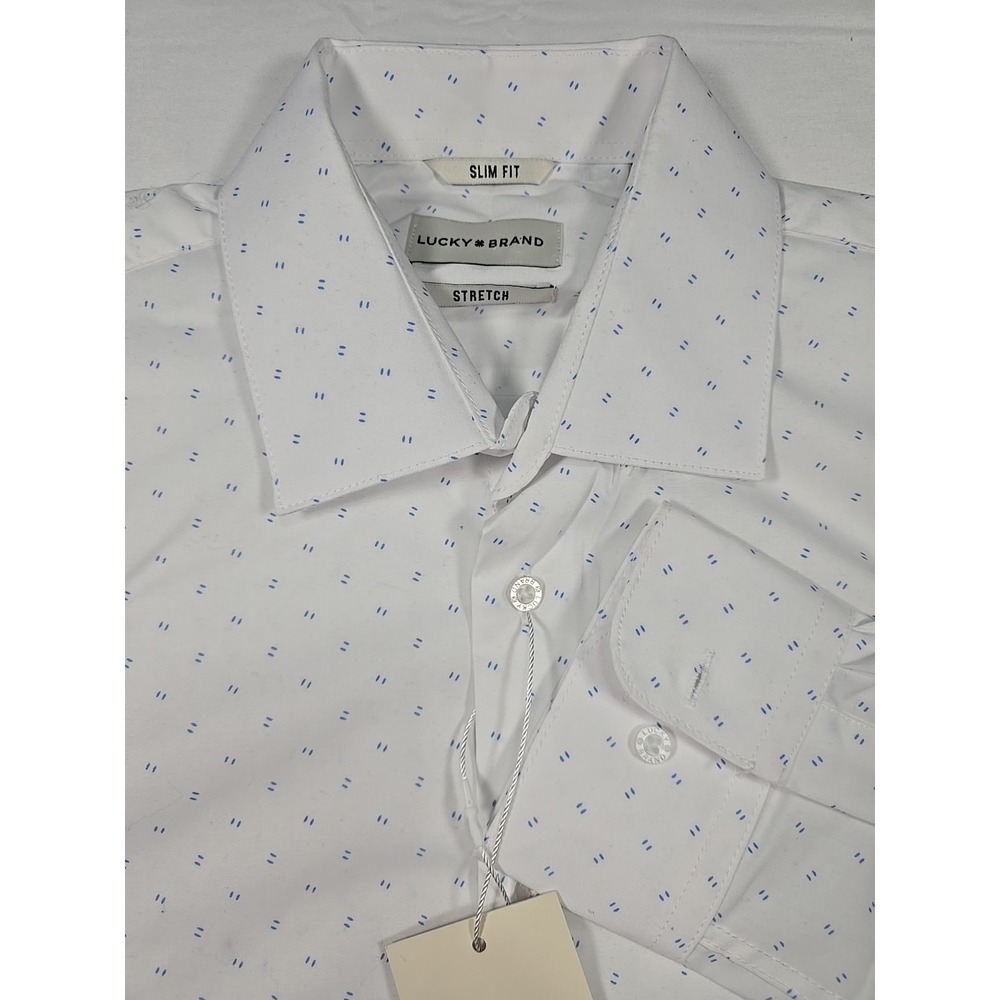 Lucky Brand Mens Medium Slim Fit L/S Button Down Wrinkle Free Stretch nwt Shirt